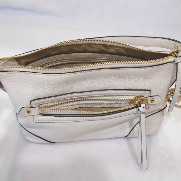 nwot Michael Kors Fallon white Pebbled Leather medium Shoulder Bag - Picture 3 of 9